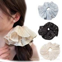 褶皱大肠发圈超大荷叶边发圈芭蕾风发绳发饰丸子头布艺仙女风头花