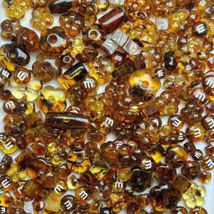 [Natural Raw Ore Amber Beeswax] Carving Pieces of Theme such as Koper Star Moon Bucket Beads and Flowers