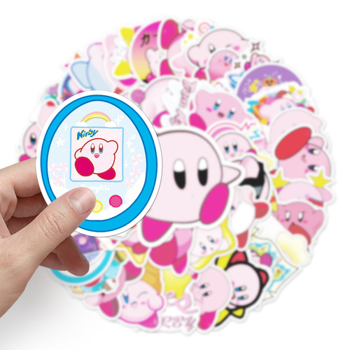 50 Star Kirby Cartoon Sticker Personalized Cross-border Anime Game Creative DIY Skateboard Luggage Sticker