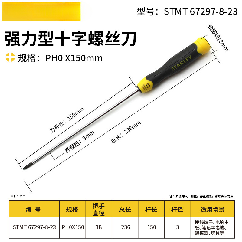 Stanley aluminio acero super duro cruzada destornillador conjunto de herramientas portátil doméstico desmontaje máquina de lote eléctrico
