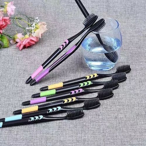 Bamboo charcoal toothbrush adult soft bristle brush disposable home hospitality family affordable combination travel portable 10-pack