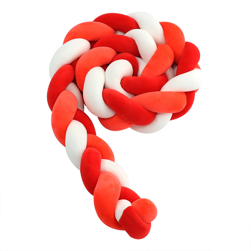 Protector de Barandilla de Cama con Trenza de Tres Hebras, Decoración de Barandilla de Cama para Bebés y Niños, Almohada Anudada de Estilo Europeo Tejida a Mano Estilo Ins.