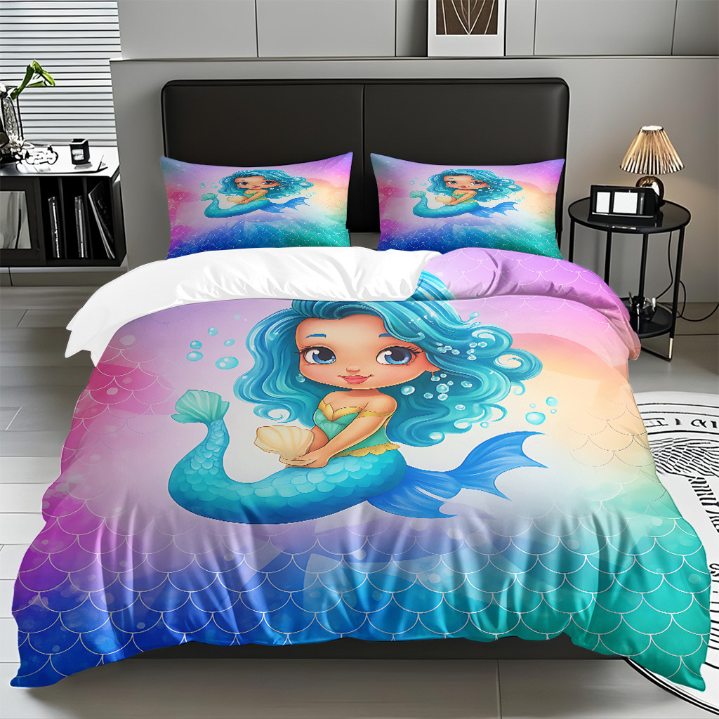 TEMU / JIT transfronterizo dibujos animados sirena digital impresión quilt kit fuente fábrica directa