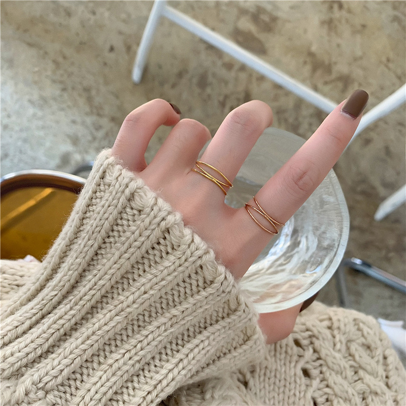 Ins Style French Style Geometric Stainless Steel Rings display picture 1