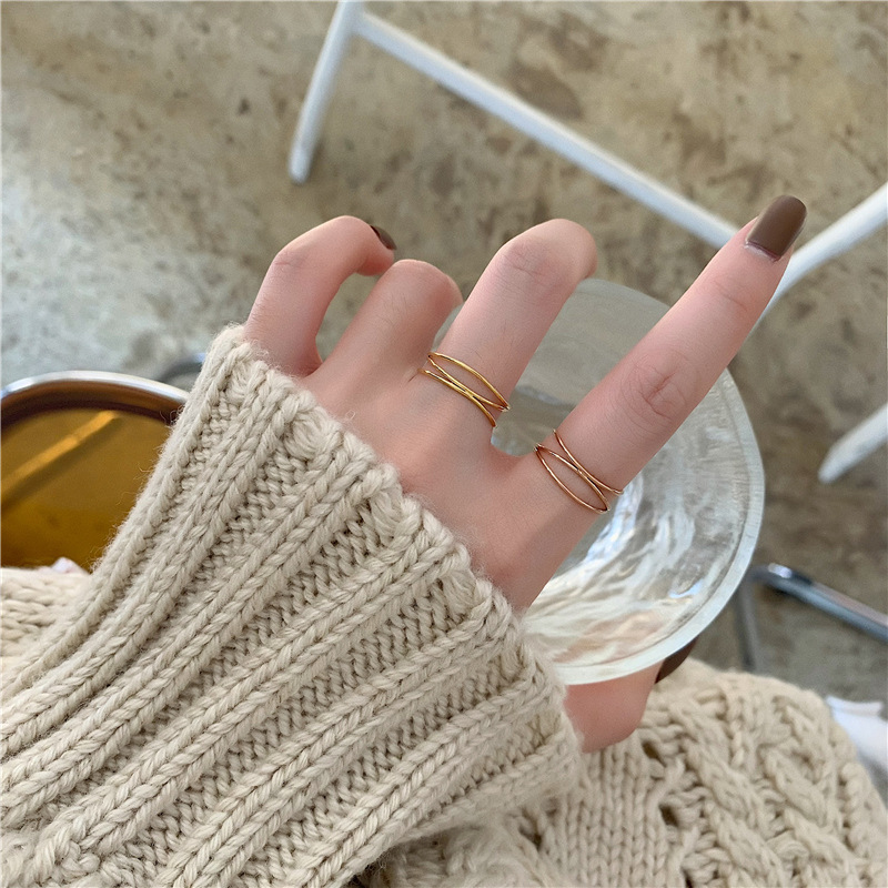 8g Weight Rings Classification Ins Style French Style Geometric Stainless Steel Rings