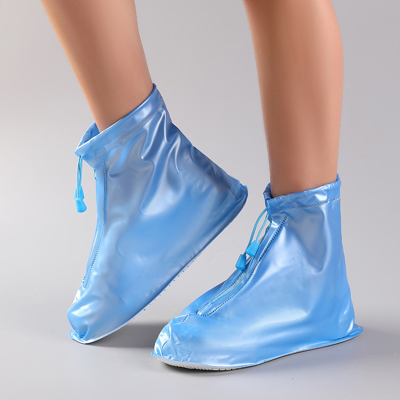 Cubierta del zapato impermeable a media pantorrilla simple engrosada resistente al desgaste antideslizante viaje al aire libre hombres y mujeres Fábrica cremallera cubierta del zapato de la lluvia