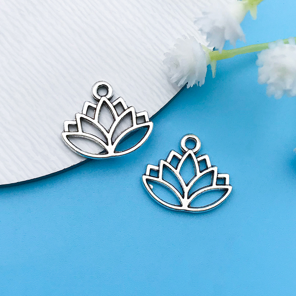 1 고대 실버 중공 요가 연꽃 14x16mm-9050-0.75g