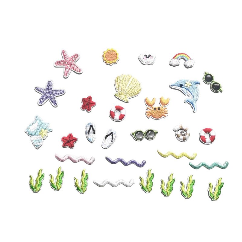 Flower Pills Embroidered Mini Beach Small Objects Hot Melt Adhesive Ironing Cloth Sticker Tag DIY Bag Accessories Embroidered Cloth Sticker