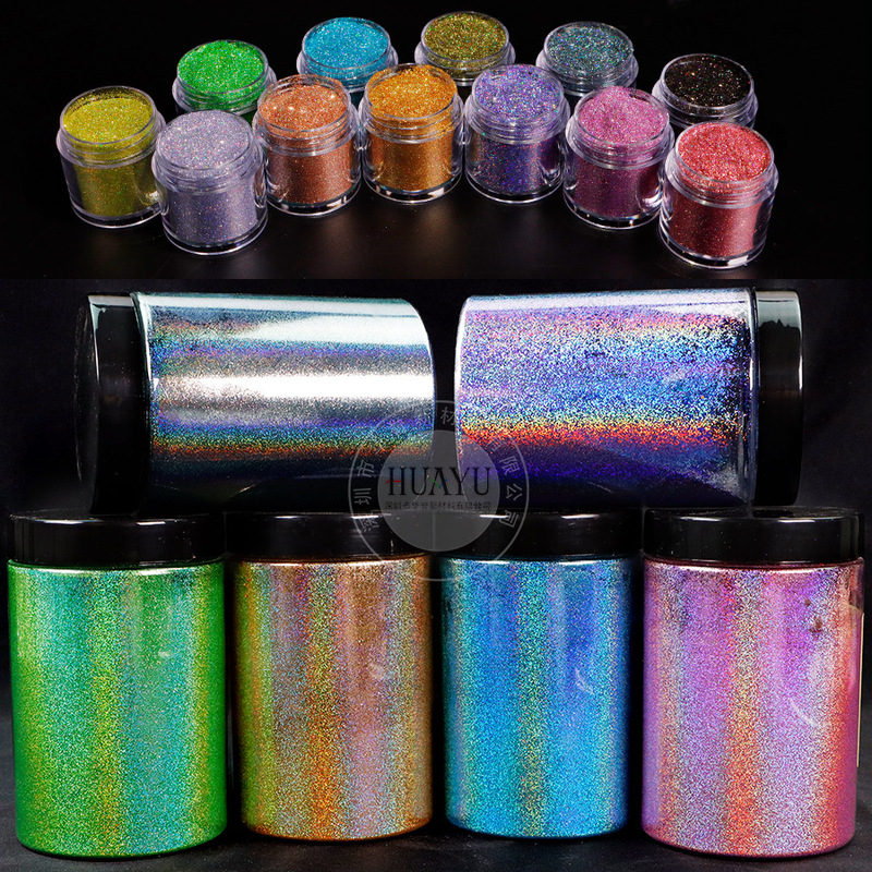 Cross-Border Ultra-Fine Solvent-Resistant Glitter High-Gloss Multicolor Laser Silver Glitter Fan-Shaped Printing Crafts Rainbow Nail Art Stickers