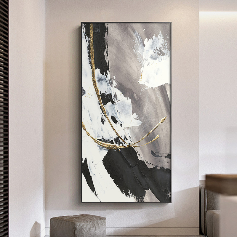 Pintura decorativa abstracta moderna vertical, diseño de corredor, impresión de alta calidad, estilo diseñador, no hecha a mano
