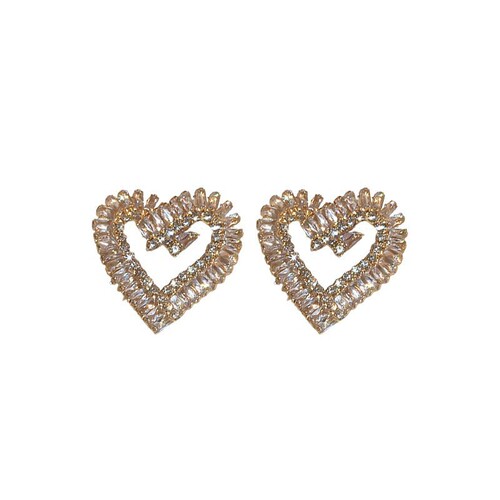 Korean fashion new trendy personality micro-inlaid zircon love shape unique design earrings temperament earrings for women