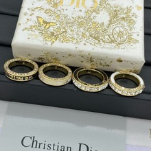 D家/迪家镶钻戒指女2024年新款珐琅CD字母黄铜材质高版本指环批发