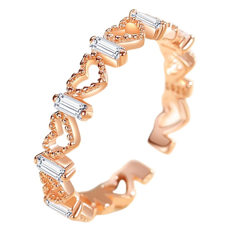 Anillo de diseño de nicho de mujer s925 plata esterlina estilo coreano anillo de diamante de corazón hueco estilo de lujo ligero de moda TikTok mismo estilo