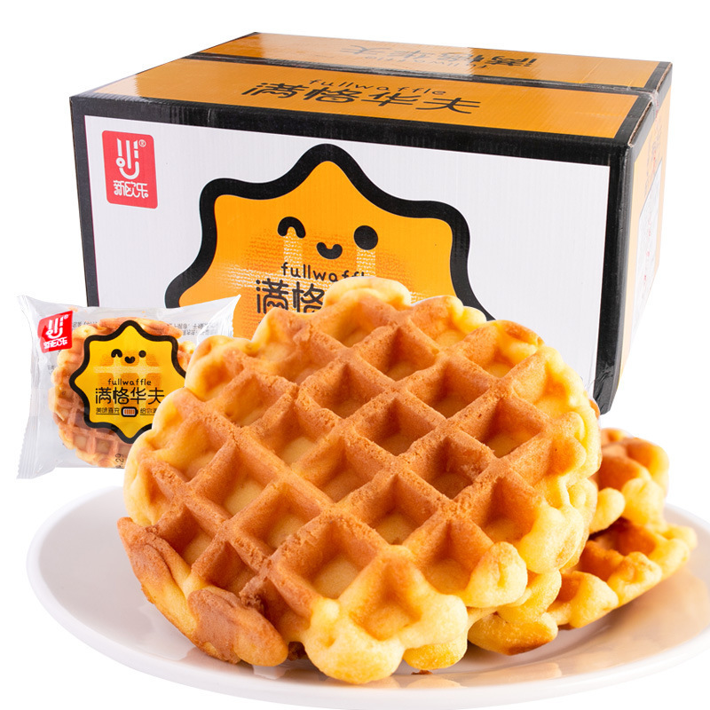 New Oral Mange Waffles Bulk One Box 2kg Independent Small Packaging Nutritious Breakfast Cake Bread Snacks