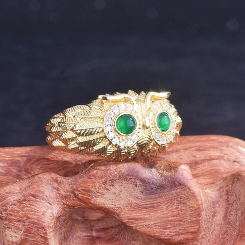 Xiaohongshu Recommended High-End Jewelry Eagle Ring with Natural Agate Bird and Eagle Openwork Colorful Gemstone Ring
