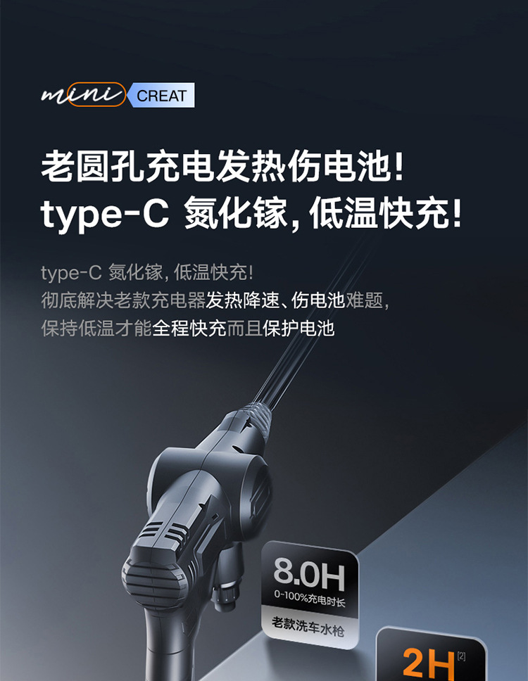 Handheld Wireless High-Pressure Water Gun for Car and Home Use, Powerful Water Gun for Car Washing, Portable Lithium Battery Car Washer with Mineral Water Bottle