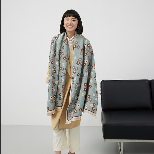  new autumn and winter color matching versatile imitation cashmere scarf for women European and American style warm scarf winter warm shawl