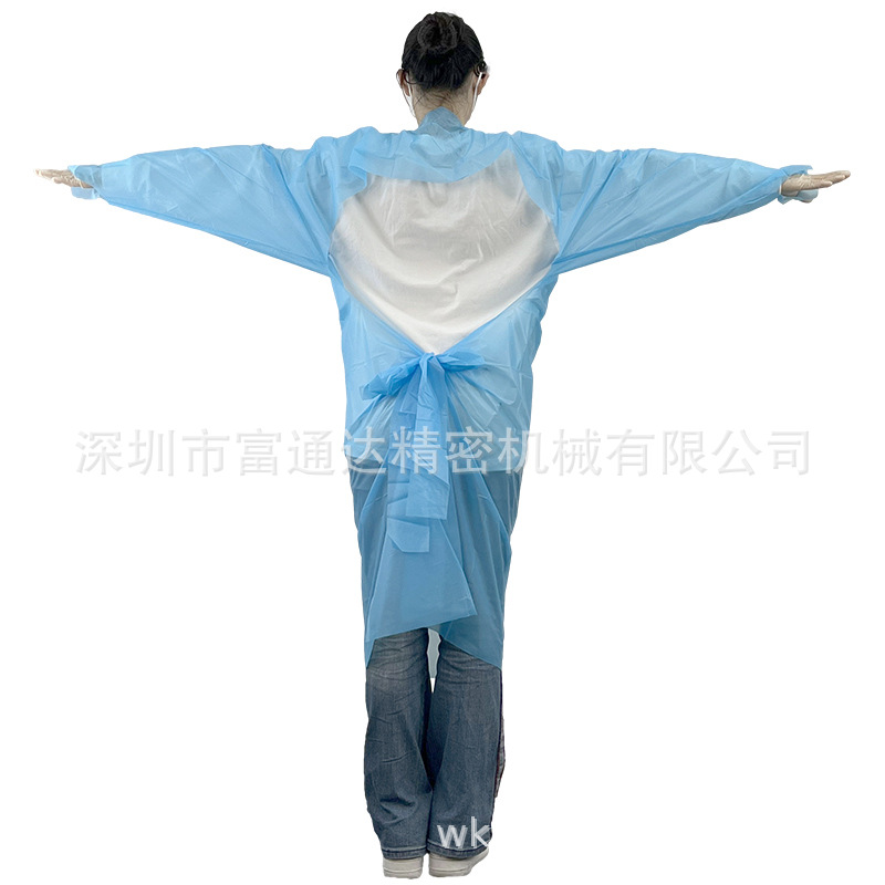 EN14126一次性PP+PE无纺布隔离衣CPE拇指扣反穿隔离衣Level 3