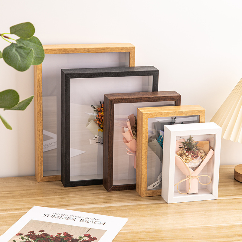 Hollow Stereo Dried Flower Photo Frame DIY Doll Eternal Flower Figure Wooden Simple Specimen Handmade Creative
