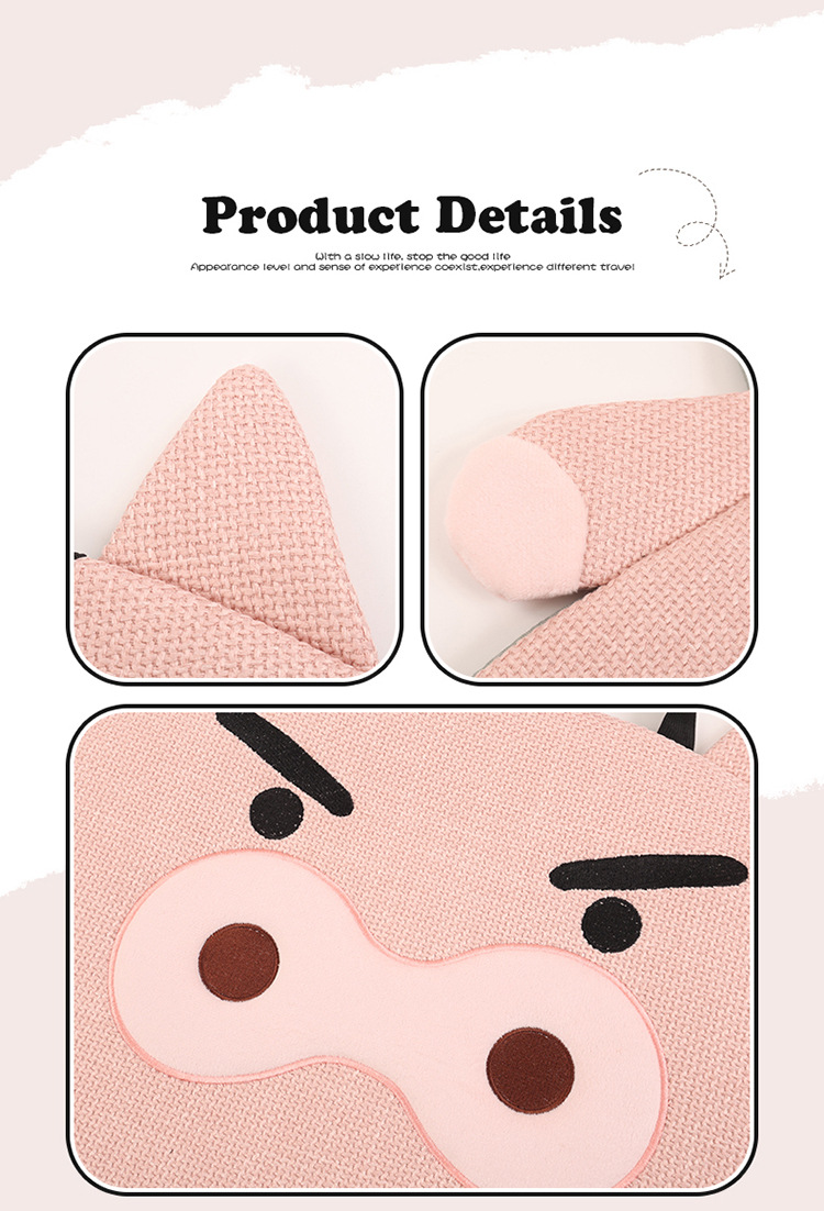 2026 New Cartoon Piggy Coarse Linen Car Seat Cushion, Universal for All Seasons, Multi-Piece Set for Single Seat, Original Factory Direct Shipment