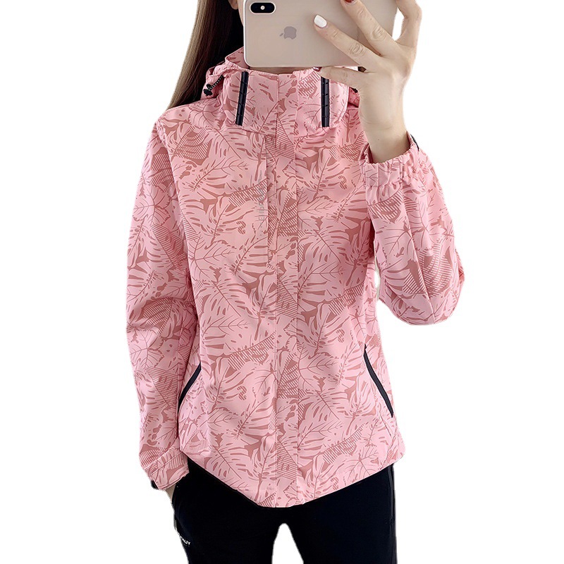 Chaqueta al aire libre de las mujeres de primavera y otoño transpirable a prueba de viento impermeable casual hombres y mujeres chaqueta versátil deportes camuflaje ropa de montaña