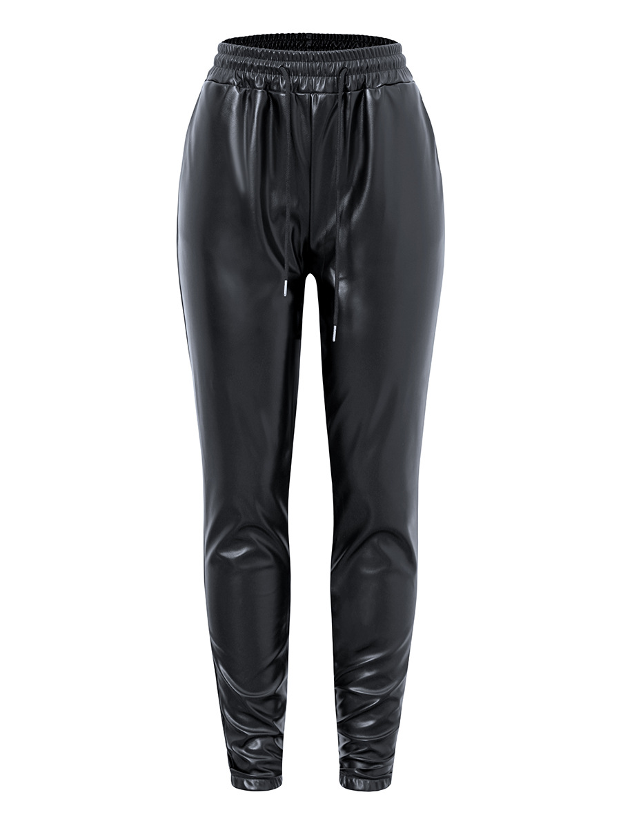 Black Faux Leather Cargo Pants, Pleather pants - Luxiaa Clothing | Plus Size Faux Leather Pants Women