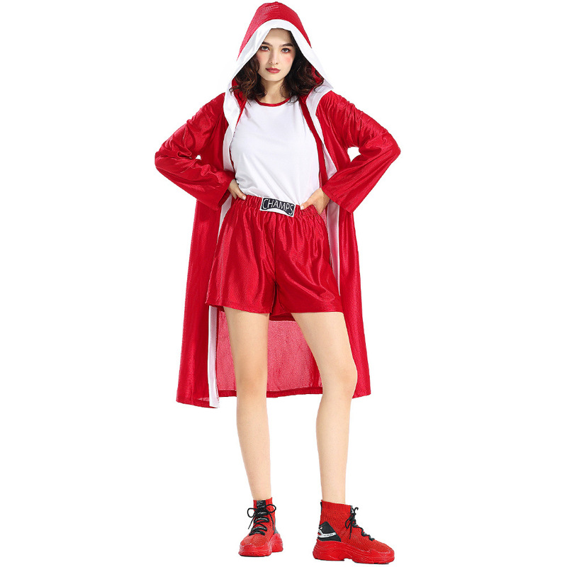 Halloween Costume Boxer cosplay Game Coat Red Hooded Jacket Cape Sport Shorts