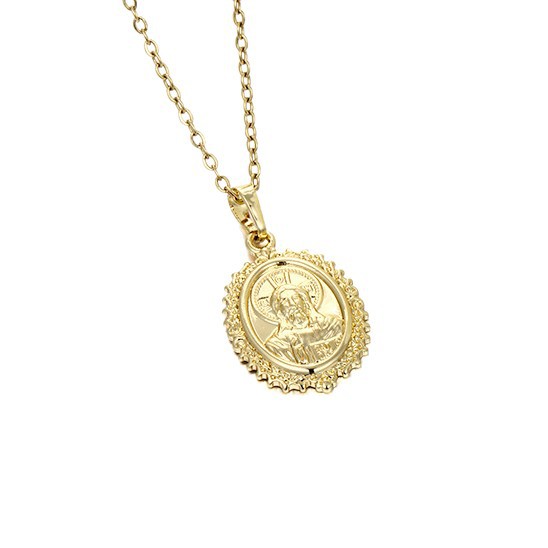 Xuping estilo europeo y americano sin colgante de piedra colgante de retrato de aleación de cobre chapado 14k personalidad fría collar de viento