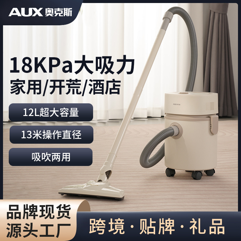 Bucket Vacuum Cleaner Household High-Power Bucket Vacuum Cleaner Dry and Wet Multi-Purpose Commercial Stainless Steel Cross-Border Supply