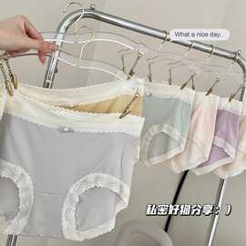 软糯轻奢蕾丝内裤女婴儿棉无痕少女内裤蝴蝶结抗菌桑蚕丝裆三角裤