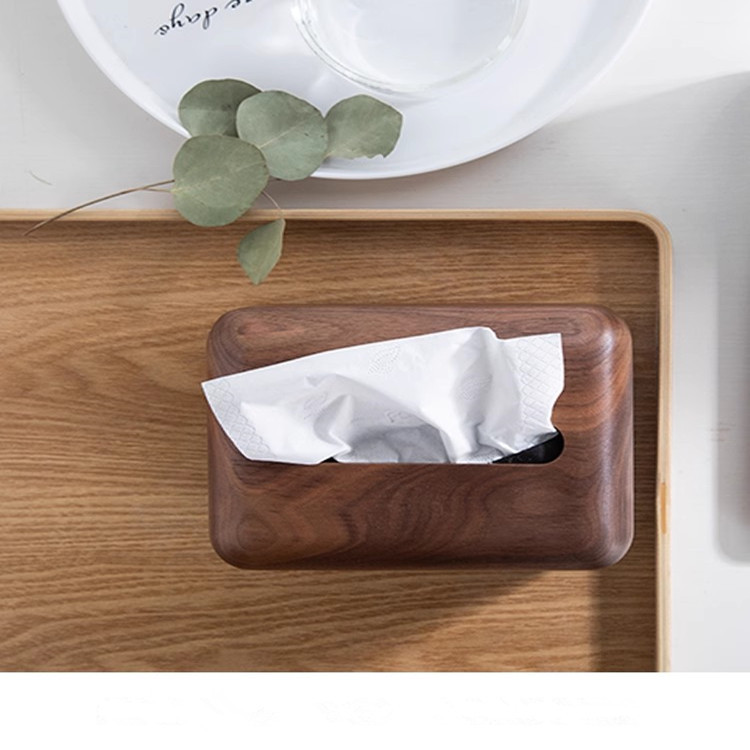 Caja de pañuelos de nogal negro caja de pañuelos de madera maciza creativa nueva sala de estar de estilo chino restaurante de hotel de alta gama B & B caja de pañuelos