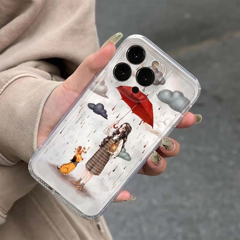 Cover protettiva per iphone con design ragazza con ombrello_voghion.com