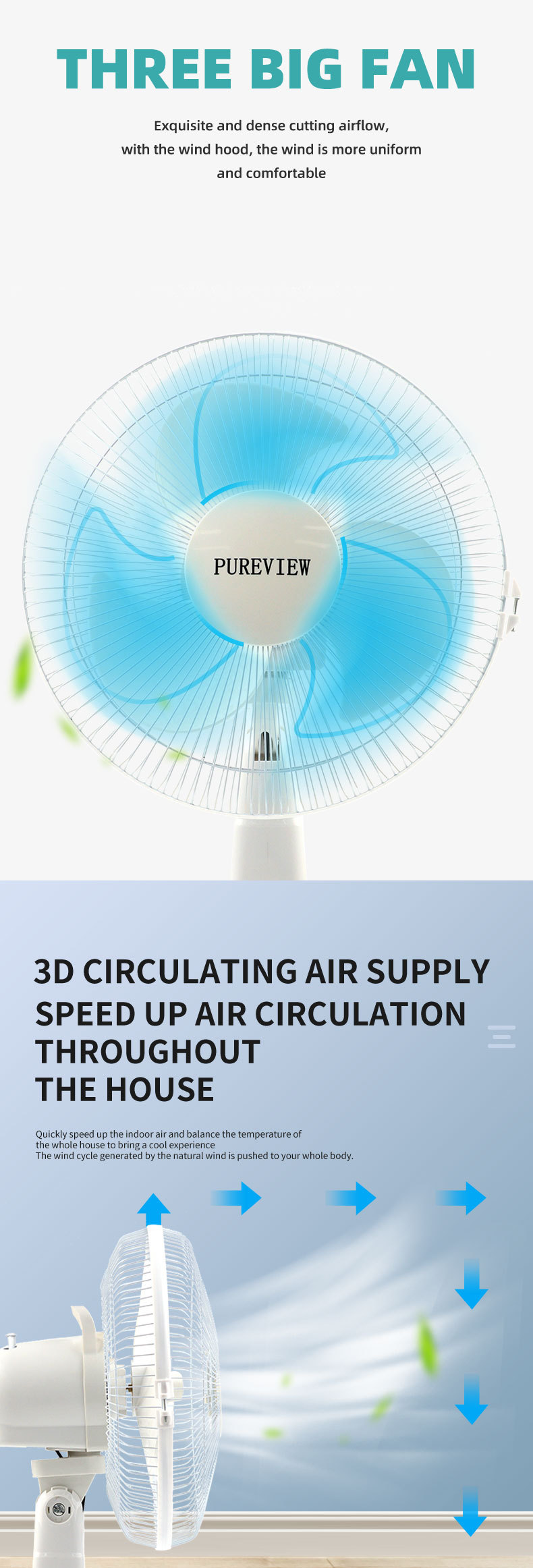 A 12-inch solar-powered charging fan set, a long-lasting, strong wind force portable home outdoor table fan, a bestseller in foreign trade pic 3