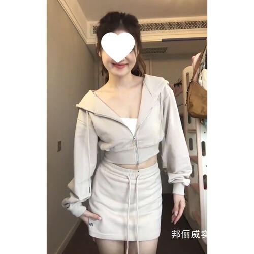 Women's Spring New Short Figure Fashion Casual Sport Hooded Sweat Suit Set