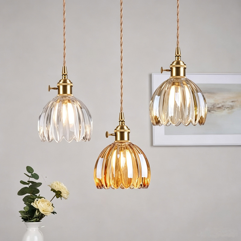 Nordic minimalist dining room bar counter bedroom bedside lamp entrance corridor balcony lamp brass glass small chandelier light luxury Nordic minimalist dining room bar counter bedroom bedside lamp entrance corridor balcony lamp brass glass small chandelier light luxury