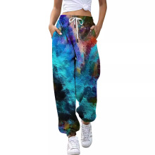 跨境25新款亚马逊3D印花数码欧美速卖通宽松型休闲束脚裤厂家直批