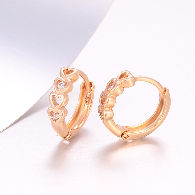 Aretes de Aro con Corazón Calado de Aleación para Mujer image 4