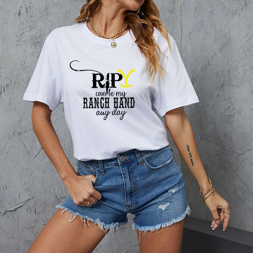 Casual Letter Cotton Round Neck Short Sleeve Regular Sleeve Printing T-shirt