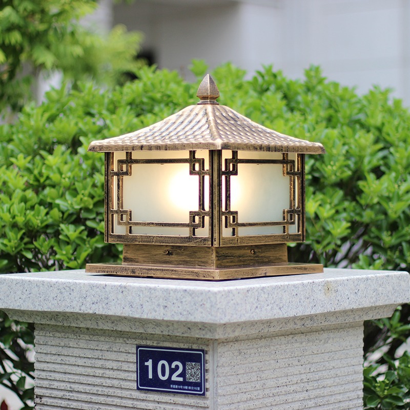 戶外柱頭燈中式圍牆燈門柱燈庭院燈牆頭燈大門燈柱子燈防水景觀燈