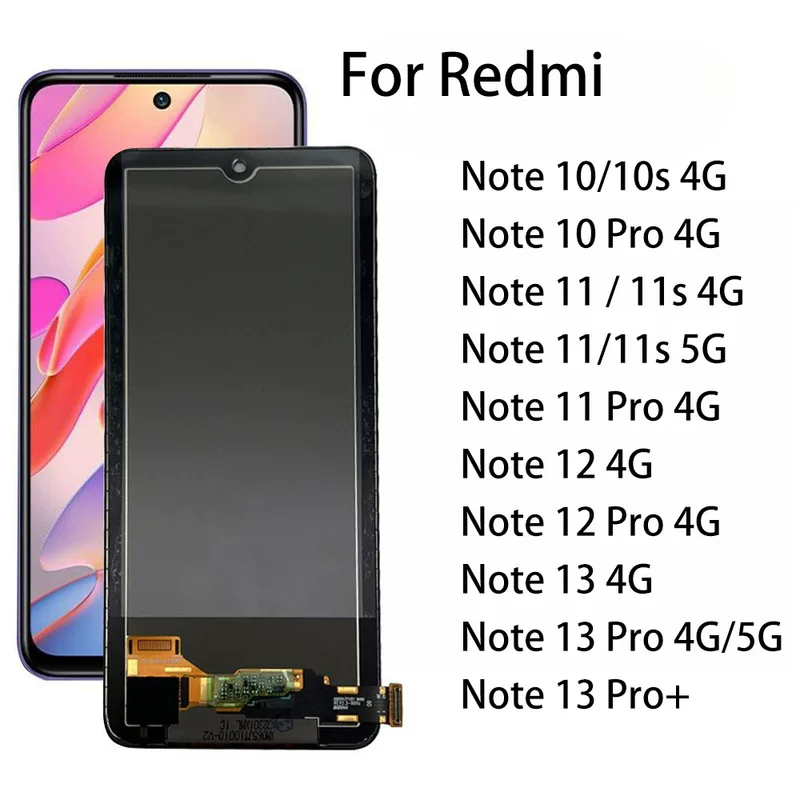 Выбор: Redmi Note 10s/11s/12 Pro/13 Pro+/14 — ЖК-дисплей для мобильного