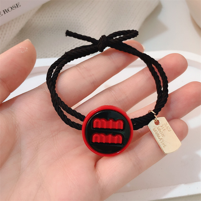 Año Nuevo feliz corda de cabello roja de amor chica de alta elasticidad duradera cola de caballo corda de goma anillo de cabello adornamiento para el cabello