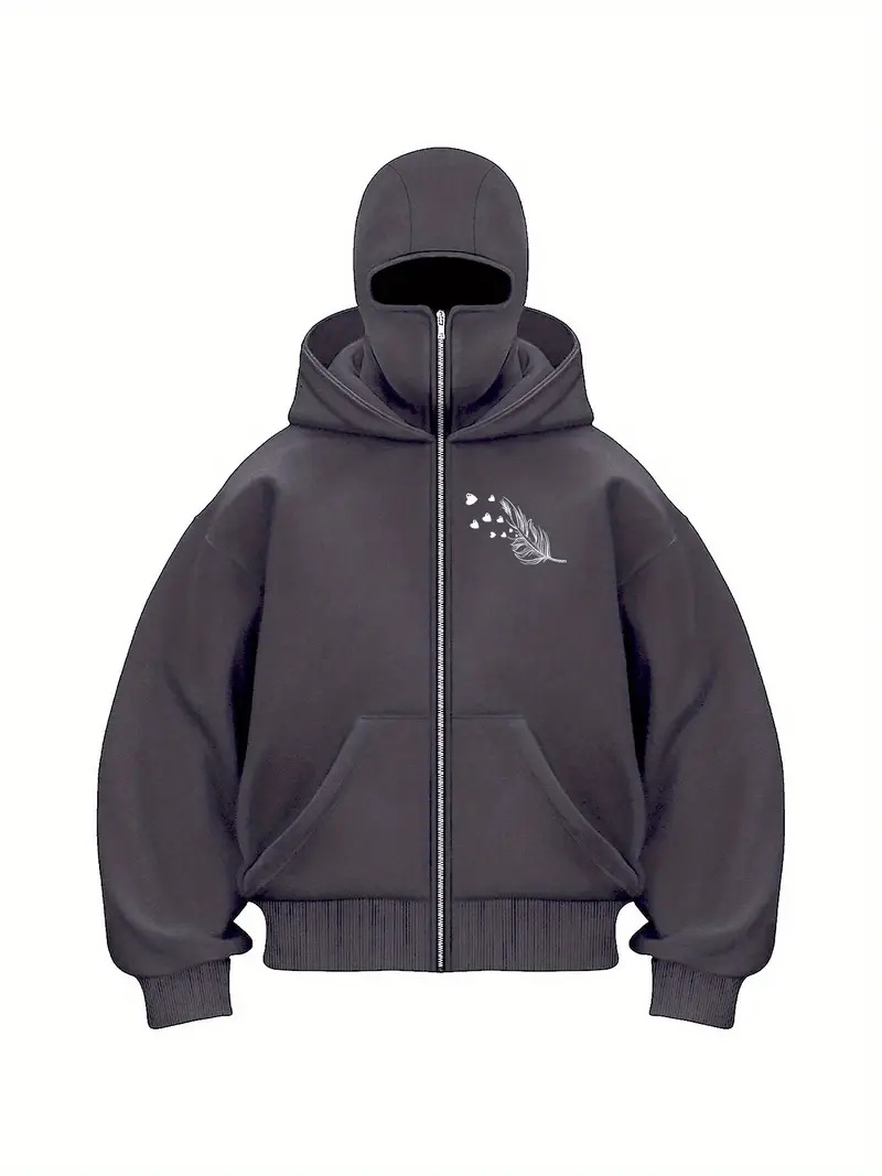 Women's Clothing Unisex Autumn/Winter Ins Style Hooded Sweatshirt Zipper Fleece Lined Double Hood Couple Jacket Print_ecoleips.com