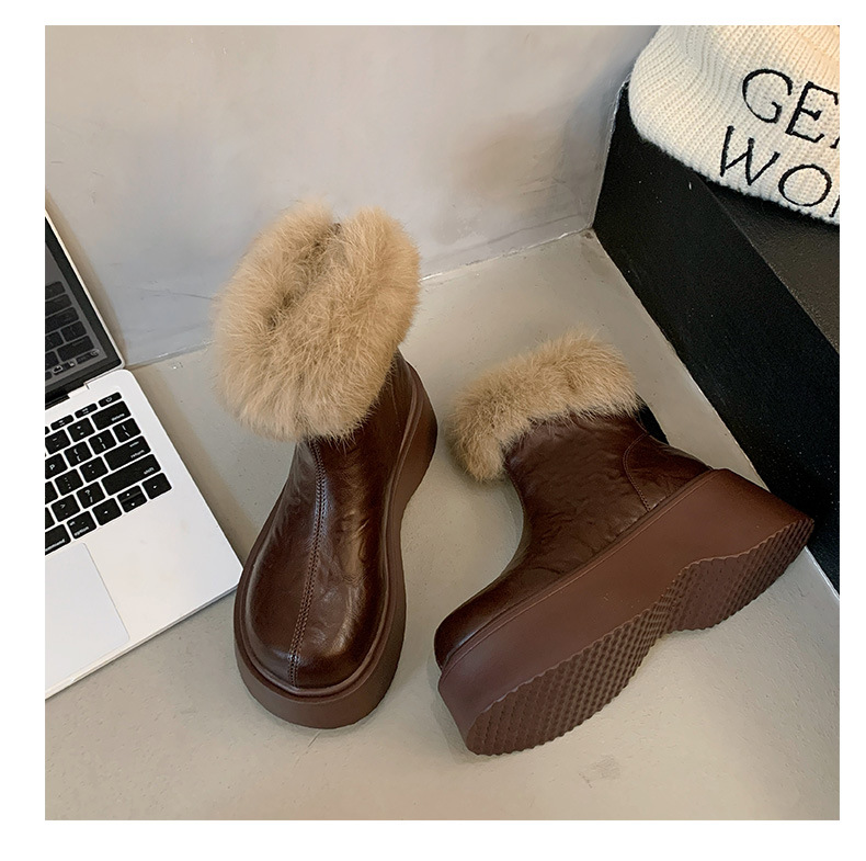 Botas finas elásticas con forro polar grueso y tacones altos, nuevas botas Martin de invierno 2024, zapatos de algodón cálidos para la nieve_voghion.com