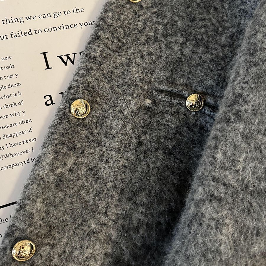 Chaqueta de Lana Sintética para Mujer de Poliéster con Botones para Invierno