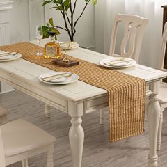 American country-style table flag grass-woven solid color long strip tablecloth dining tablecloth retro holiday vacation resort decoration fabric Amazon