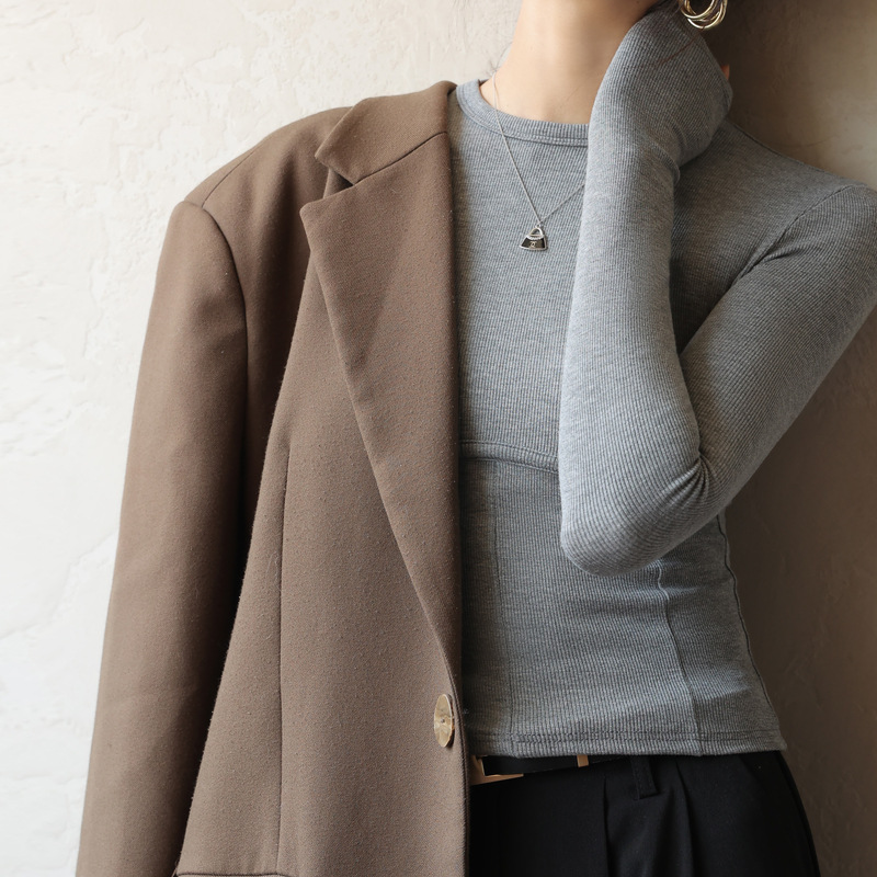 2024 primavera, otoño e invierno negro modal cuello redondo camisa de fondo de las mujeres costura desgaste interior delgado de alta calidad nueva manga larga