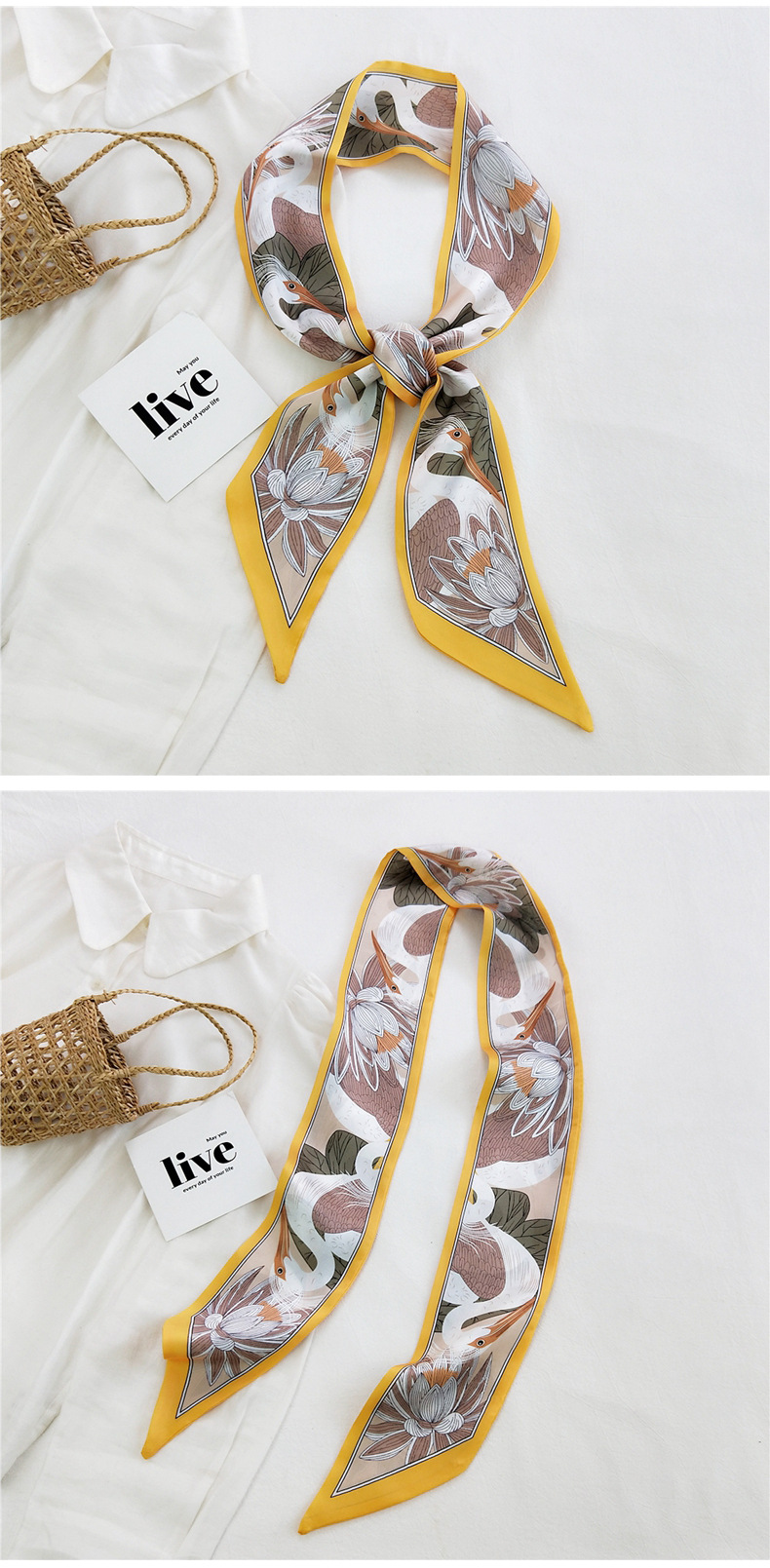 Fashion Printing Ribbon Silk Scarf Wholesale display picture 6