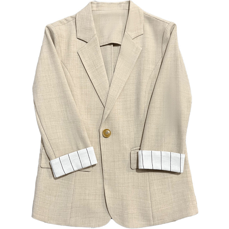 Autumn fashionable design apricot thin classic suit jacket