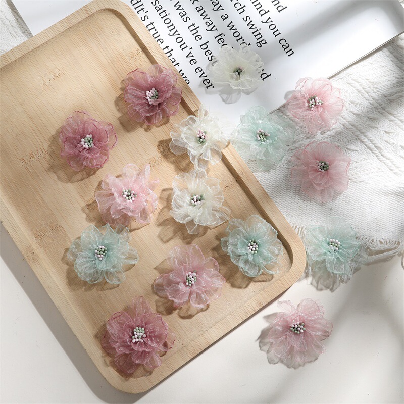 J 5cm Organza Fabric Hibiscus Yarn Flower Artificial Flower DIY Handmade Hair Accessory Hairpin Material Clothing Straw Hat Flower Accessory J 5cm Organza Fabric Hibiscus Yarn Flower Artificial Flower DIY Handmade Hair Accessory Hairpin Material Clothing Straw Hat Flower Accessory