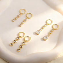 白色锆石水滴爱心形耳环女欧美潮流极简主义时尚百搭耳圈流苏耳饰